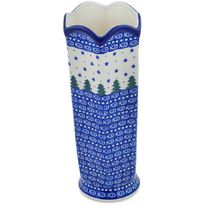 Polish Pottery Vase 9&quot; Piney Forest UNIKAT