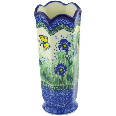 Polish Pottery Vase 9&quot; Spring Garden UNIKAT