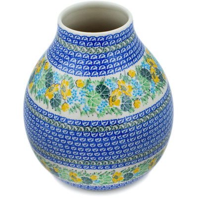 Polish Pottery Vase 9&quot; Spring Pond UNIKAT