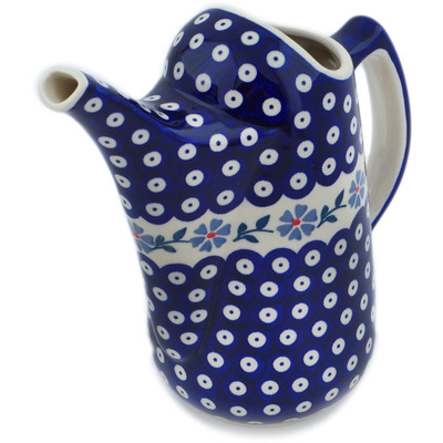 Polish Pottery Watering Can 57 oz Peacock Forget-me-not