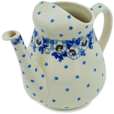 Polish Pottery Watering Can Blue Spring