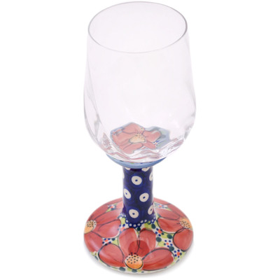 Glass Wine Glass 11 oz Red Wildflower UNIKAT