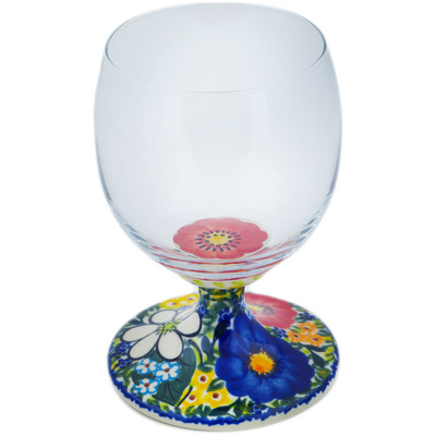 Polish Pottery Wine Glass 14 oz Magical Spring UNIKAT