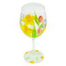 Glass Wine Glass 15 oz Easter Daffodils