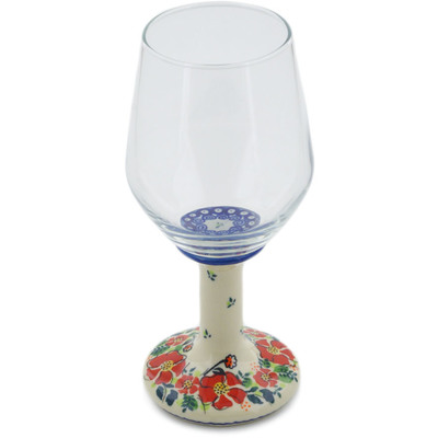 Polish Pottery Wine Glass 16 oz Classic Wreath UNIKAT