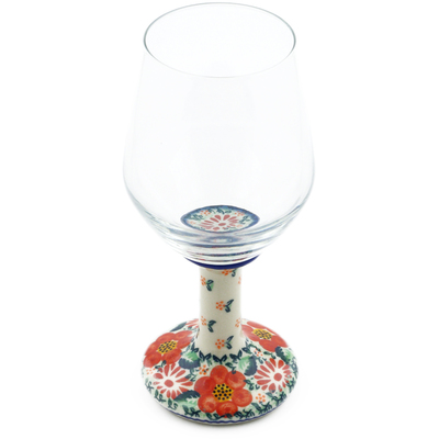 Polish Pottery Wine Glass 16 oz Red Passion UNIKAT