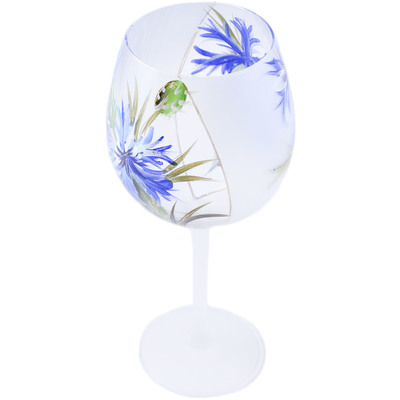 Glass Wine Glass 20 oz Blue Cornflower Meadow