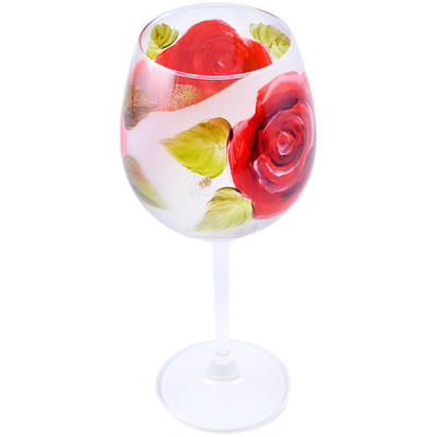 Glass Wine Glass 20 oz Roses