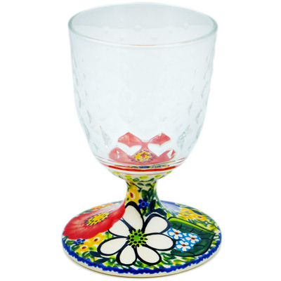 Polish Pottery Wine Glass 9 oz Magical Spring UNIKAT