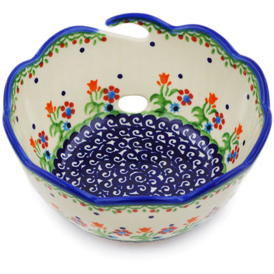 Polish Pottery Yarn Bowl 6&quot; Spring Flowers